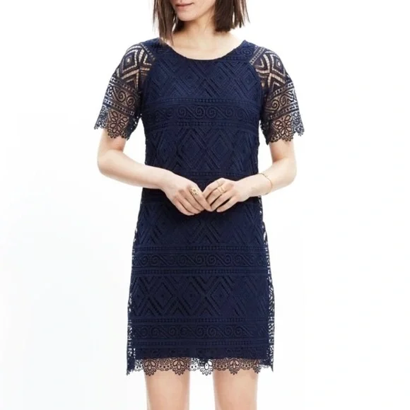 Madewell Navy Blue Lace Lyric Mini Dress